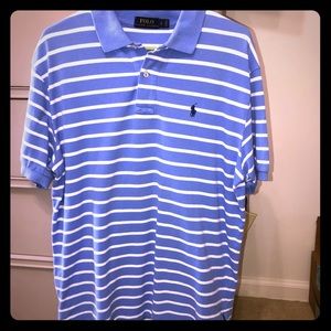 Men’s Large Blue/White Stripe Polo